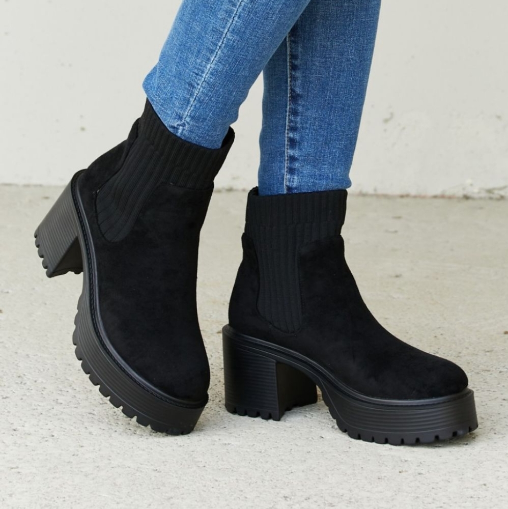 Strive For More Chunky Sole Sock Booties in Black